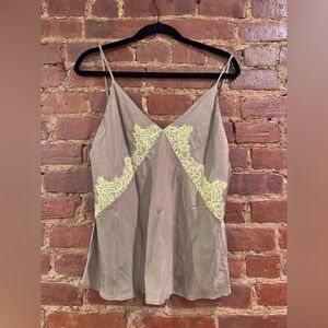 rag & bone Olive Green Camisole with Light Green Lace